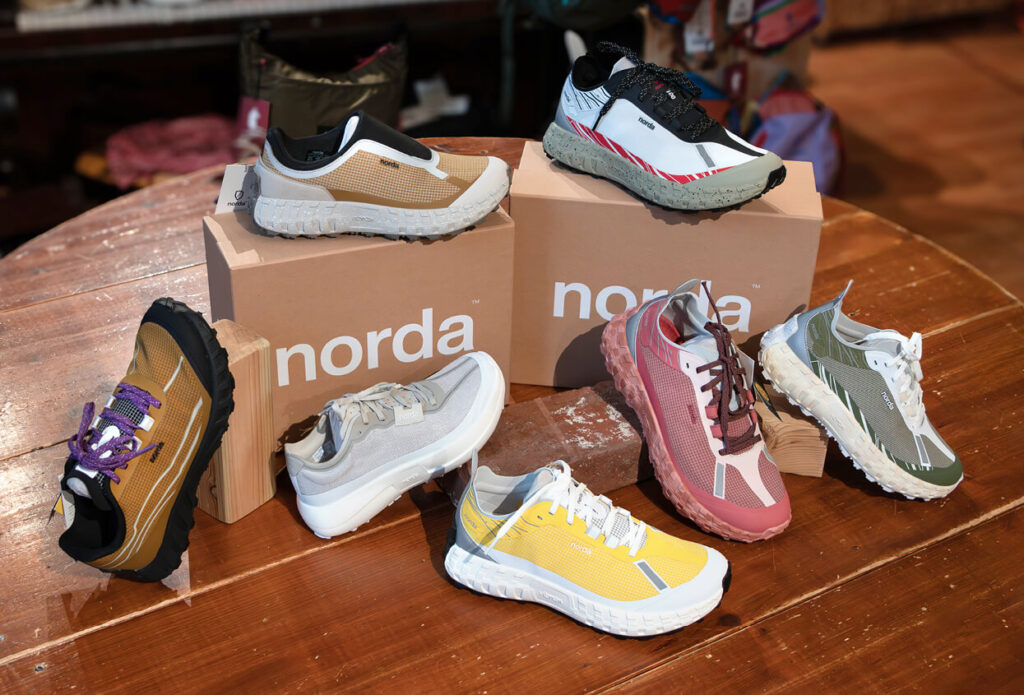 Foto dell'assortimento di scarpe Norda per il trail running, disponibili da Passion Sport a Torino